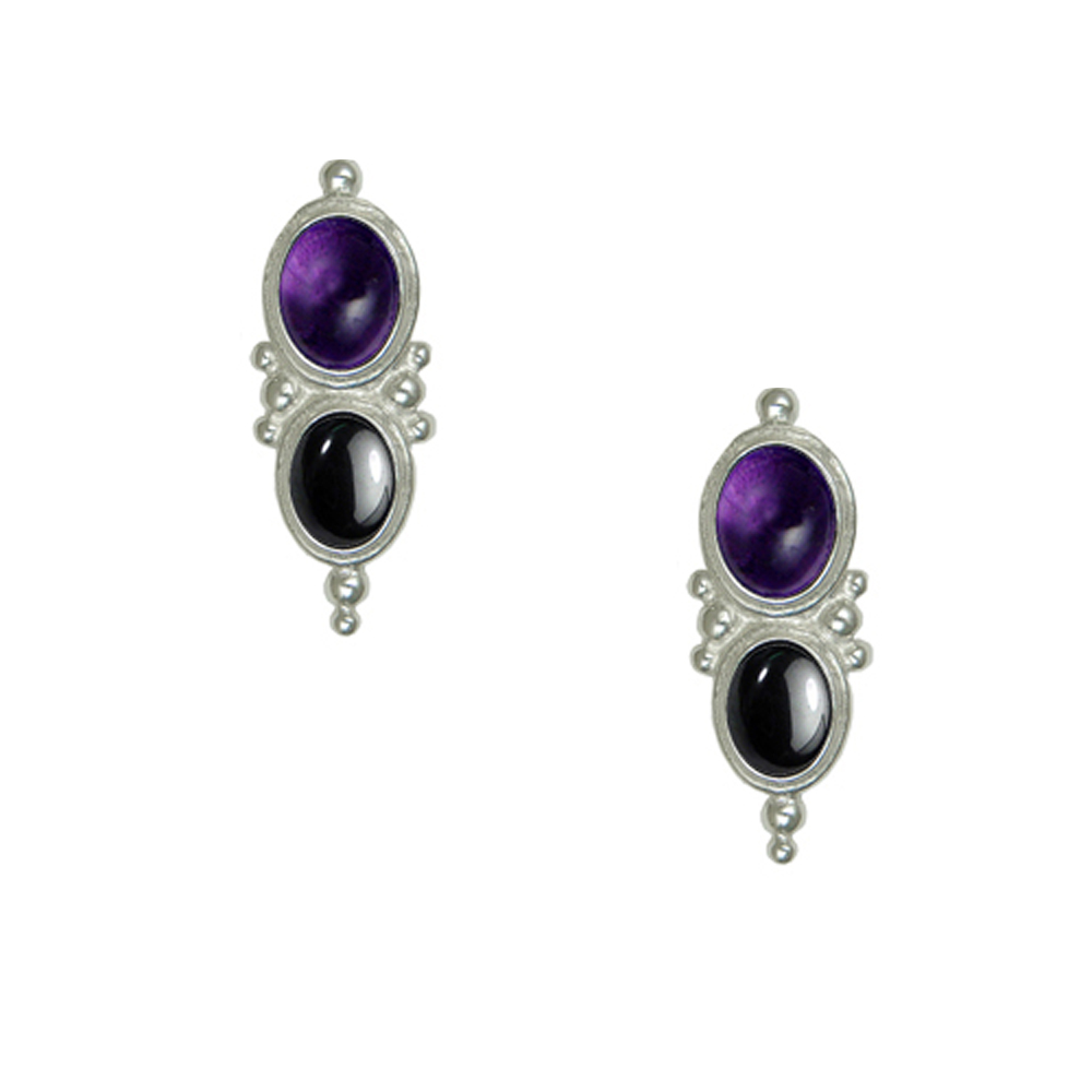 Sterling Silver Drop Dangle Earrings With Amethyst